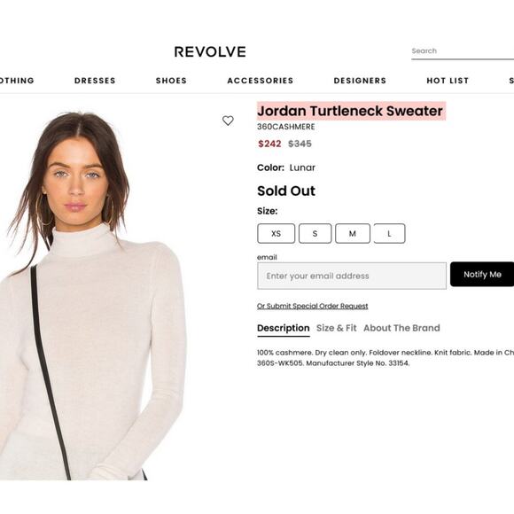 360CASHMERE Jordan Turtleneck Sweater 100% Cashmere in Lunar Minimalist Modest - Picture 2 of 7